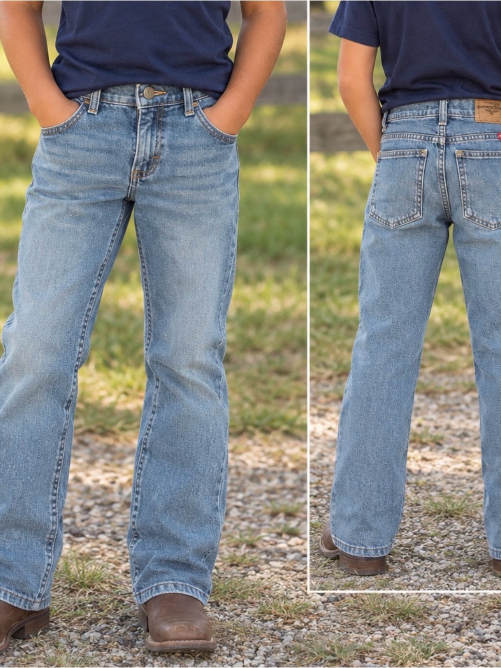 Wrangler Boys Classic Bootcut Jeans Size 10 Husky Blue Denim Stretch